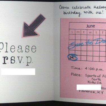 Kelsey&#039;s 4th birthday invitation/inside of card