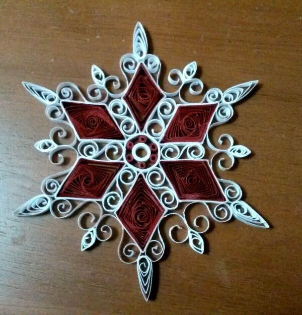 Burgundy and White Snowflake