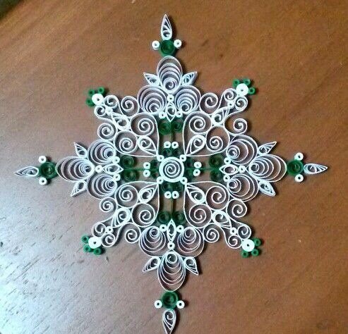 Green and White Snowflake