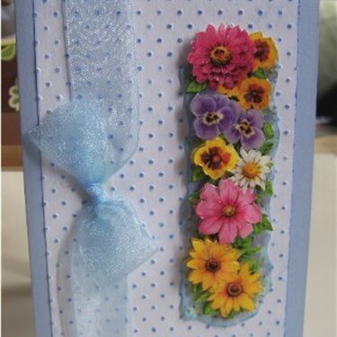 Embossed card with 3d flowers