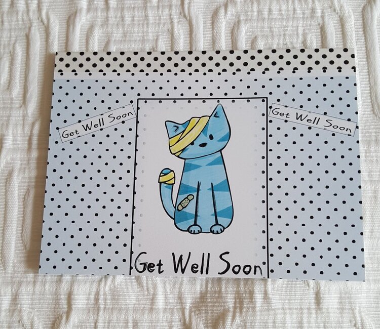 On The Mend Blue Cat Get Well Card