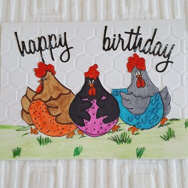 Three Hens Birthday Card