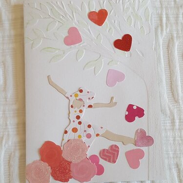 Valentine Girl &amp; Hearts Card