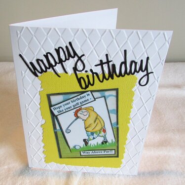 Happy Birthday Embossed Golf Card Yellow