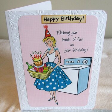 1950s Laundry Embossed Birthday Card