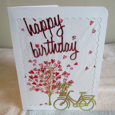 Happy Birthday Napkin Heart Tree &amp; Bicycle