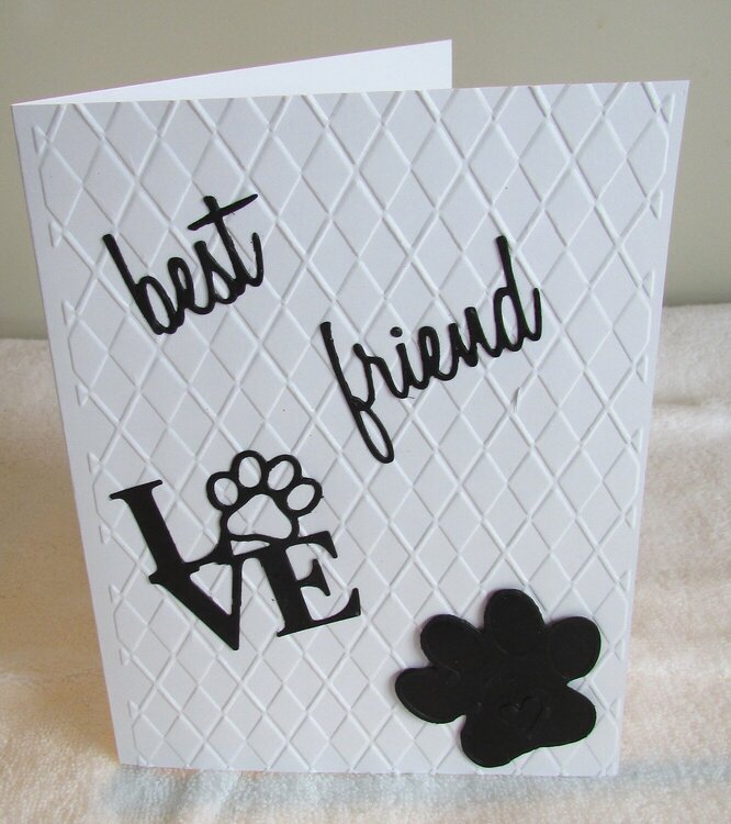 Pet Sympathy Black &amp; White Embossed Card - Best Friend