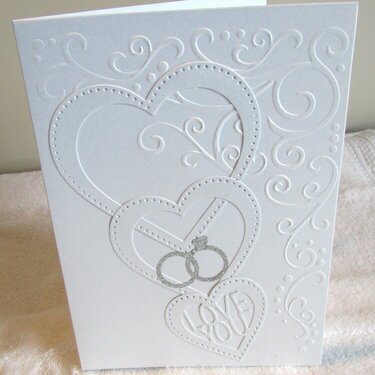 Embossed Wedding Rings &amp; Hearts Card