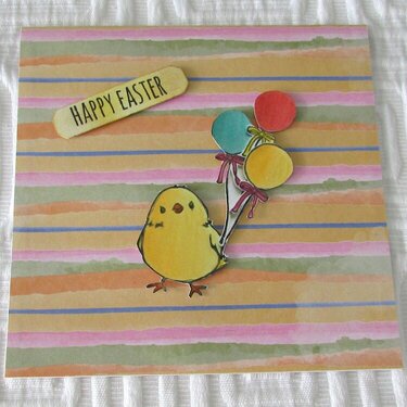 Happy Easter Chick With Balloons