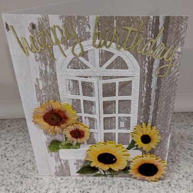 Barnboard &amp; Sunflowers Birthday Card