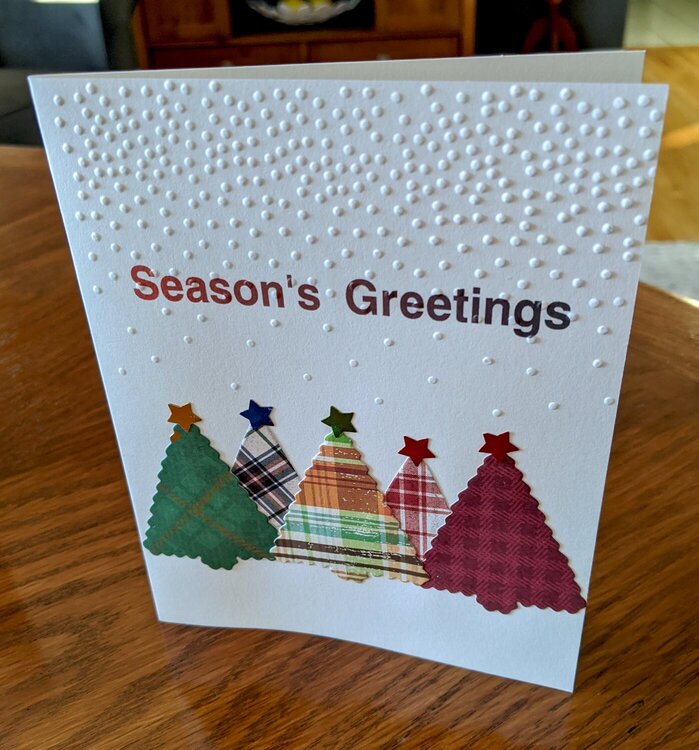 Season&#039;s Greetings Plaid Christmas Trees