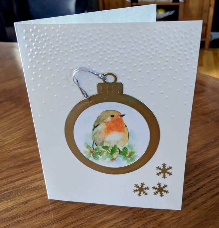Bird Golf Metallic Ornament Frame Christmas Card
