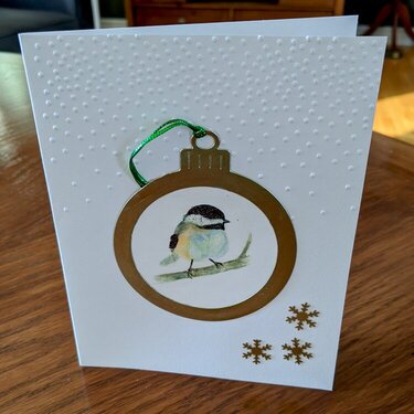Bird Gold Metallic Ornament Frame Christmas Card