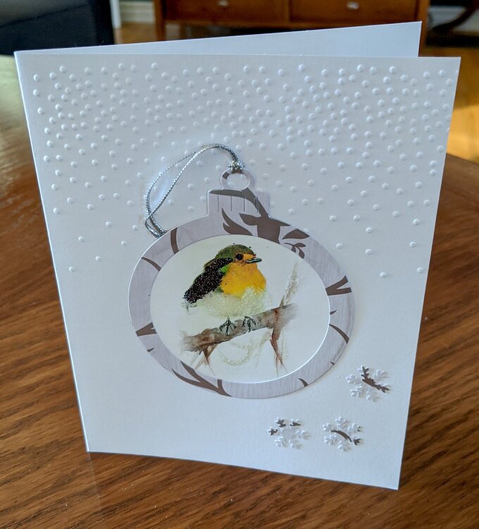 Bird Gold &amp; Silver Ornament Frame Christmas Card