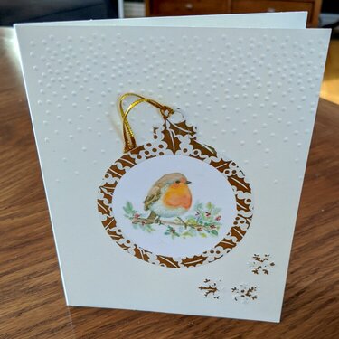 Bird Gold &amp; White Ornament Frame Christmas Card