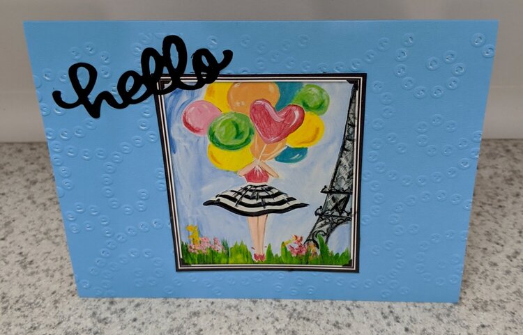 Hello Girl Balloon Paris Note Card