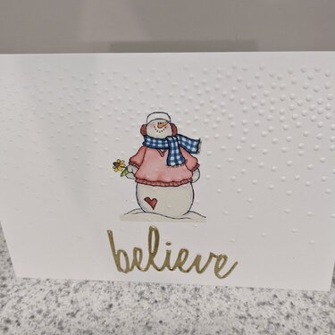 believe Snowman Falling Snow Christmas Gift Card Holder