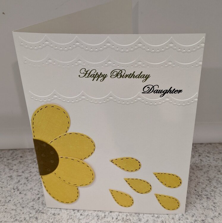 Stitched Sunflower Daughter Embossed Birthday Card
