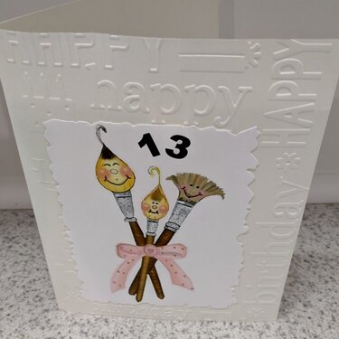 Happy 13th Birthday Paint Brush Card