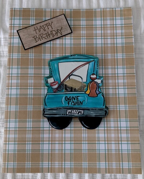 Gone Fishing Truck Birthday Card