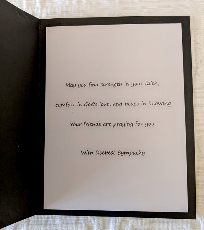 Black &amp; White Sympathy Cards wtih Verses