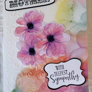 5: x 6.5&quot; Off-white embossed Watercolor Mauve Flowers Mother Sympathy Card