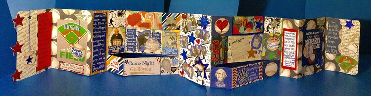 Longest Birthday Card Ever - Focused on KC Royals (Panoramic photo of card stretched out).