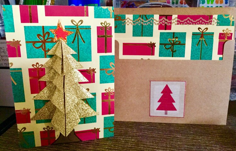 Tea Bag Fold Christmas Tree Card with Envelope
