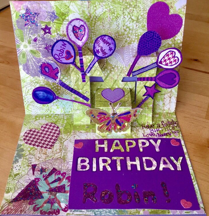 Pop up Purple-themed Birthday Card