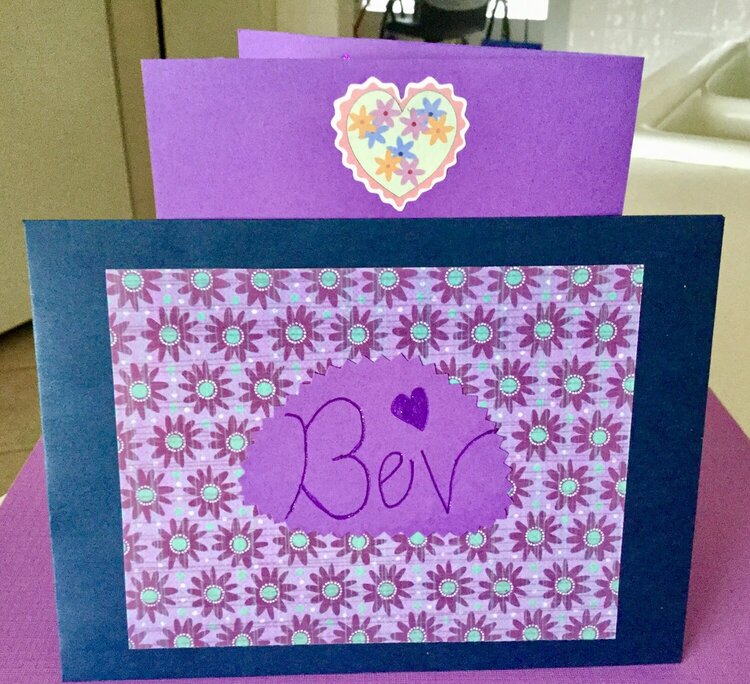 Flowered Purple Birthday Card (matching envelope and top of back of card)