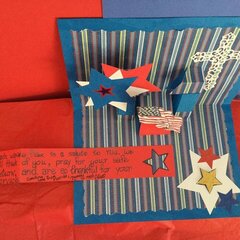 Inside of Pop-Up Military Appreciation Card (message unfolded to read message)
