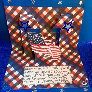 Inside of Pop-up flag Military Appreciation Card