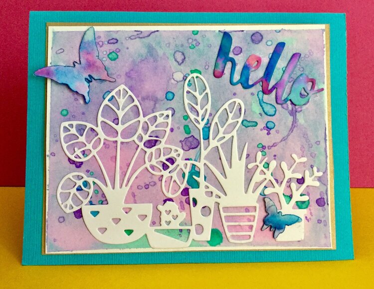 Watercolor Card with die cuts