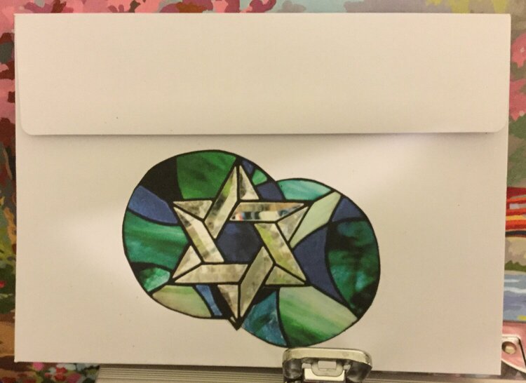 Mosaic Design on Envelope for Hanukkah Card