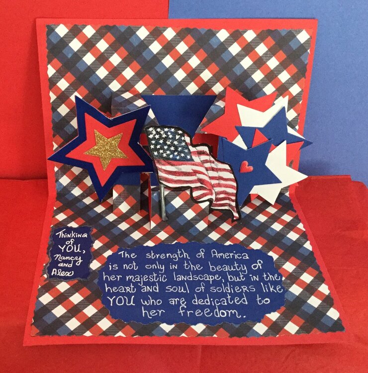 Inside of Deployed Military Pop Up Appreciation Card