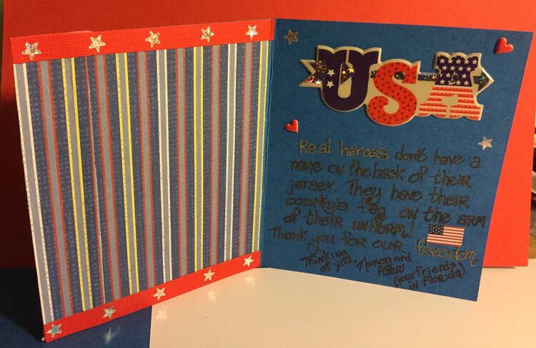 Inside of Deployed Military Appreciation Card