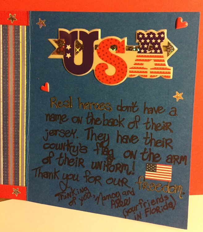 Inside (right) of Deployed Military Appreciation Card