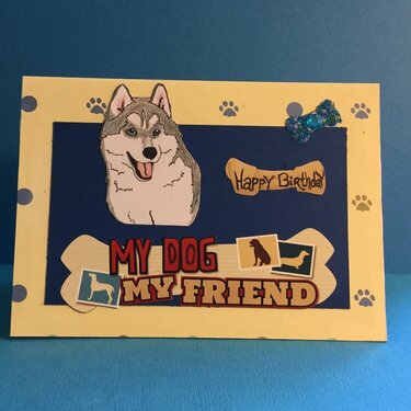 Husky Themed Birthday Card (Front)