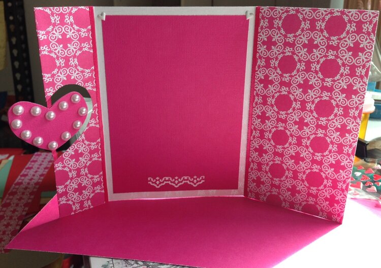 Pink Valentine with Heart Suspended by Ribbon