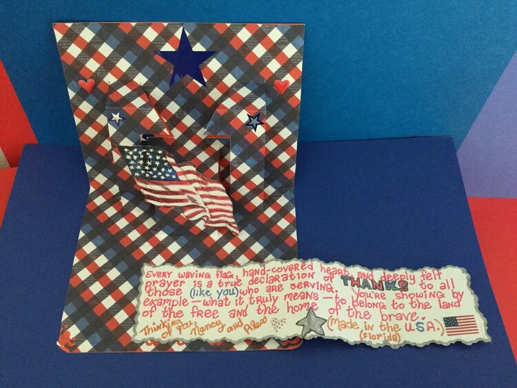 Inside of Military Appreciation Pop-Up Card (message opened)