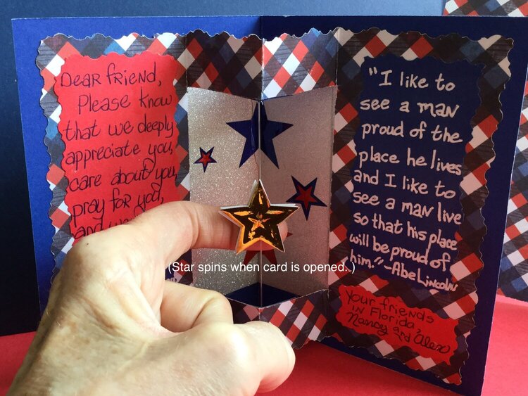 Inside of Military Appreciation Card, Spinning Star