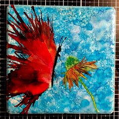 Butterfly in Alcohol Ink on Stone Tile