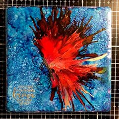 Butterfly in Alcohol Ink on Stone Tile