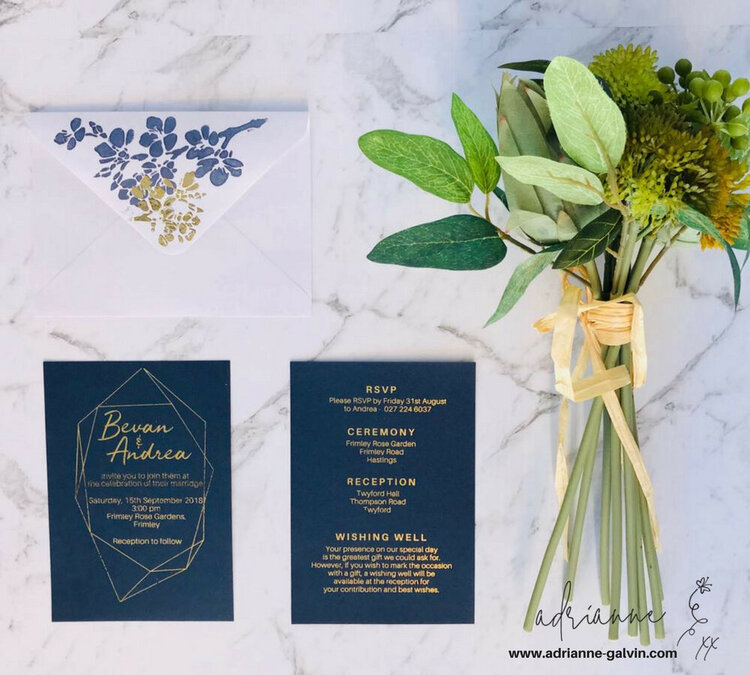 Navy and Gold Wedding Invitations