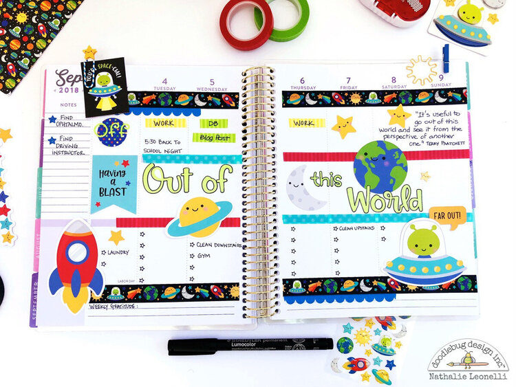 Out of this World Planner Spread with Doodlebug Design