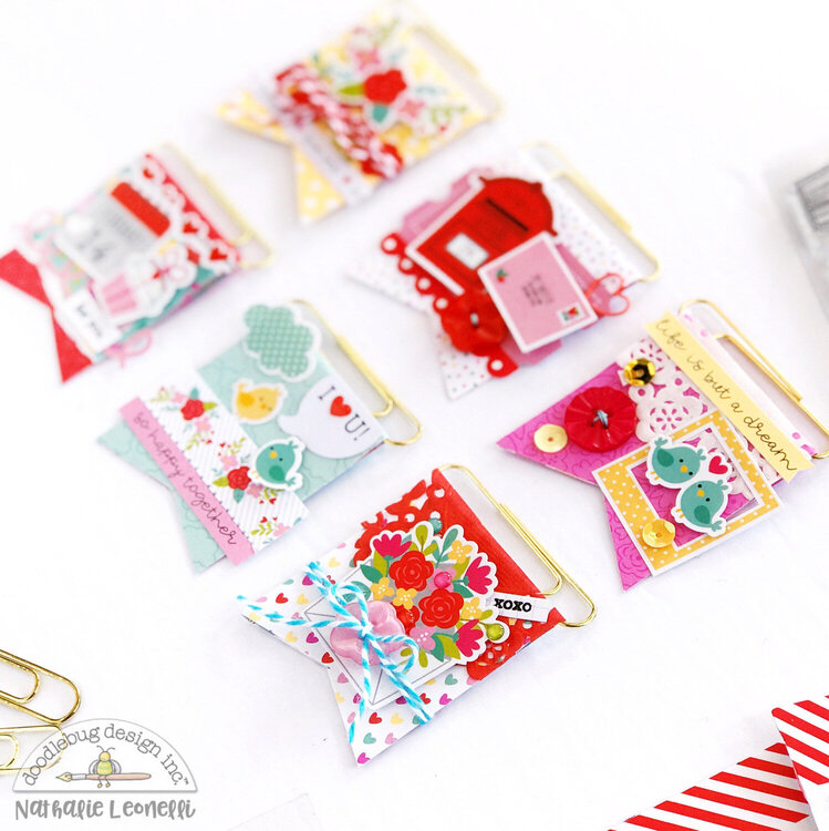 Mini flag embellishments with Doodlebug Love Notes