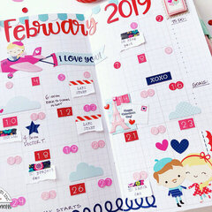 February Monthly Planner Spread with Doodlebug Design French Kiss