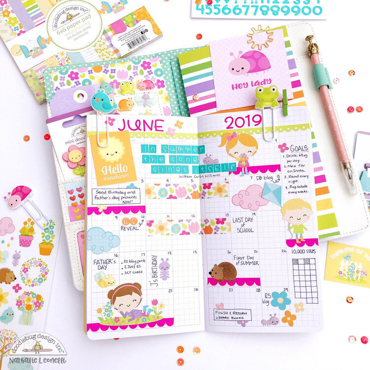 June Planner spread Doodlebug Design
