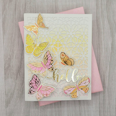 A2 foiled butterflies card
