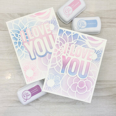 I love you floral blended card